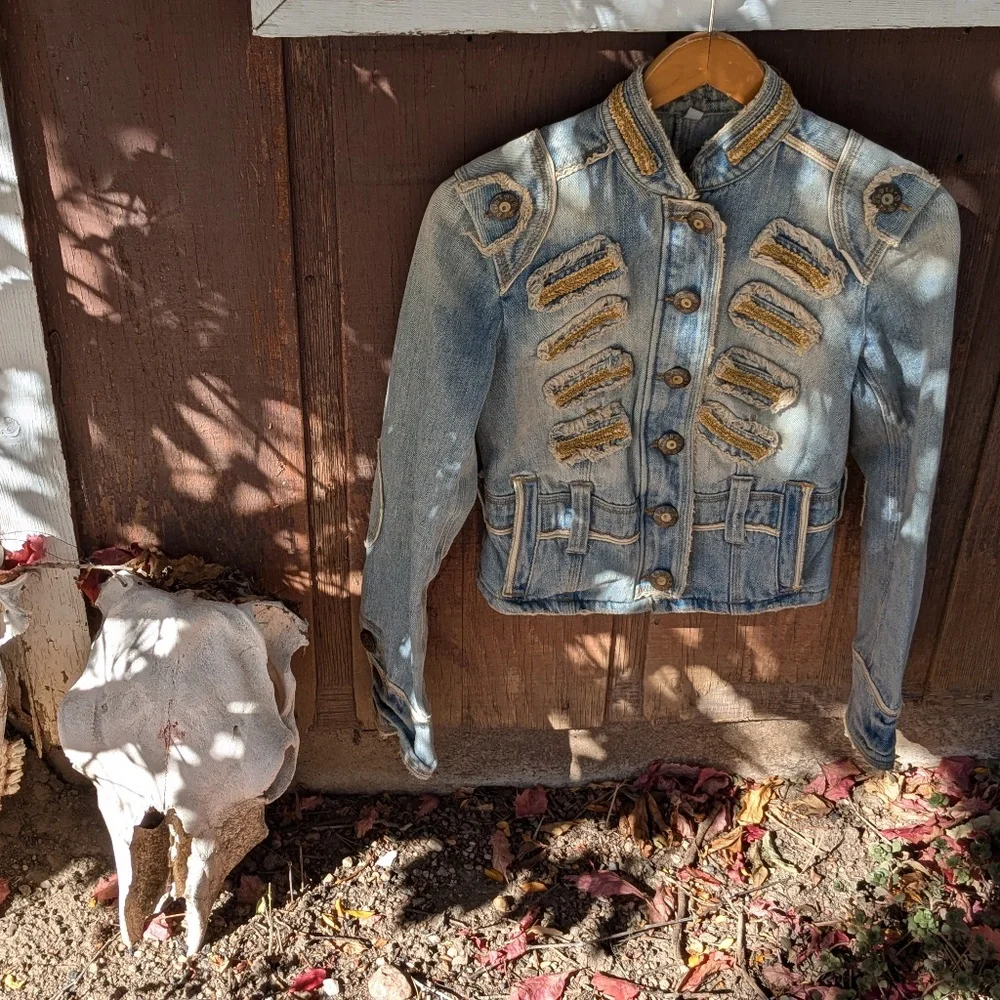 Vintage Military-inspo style BB Dakota embellished denim jacket - Picture 7 of 14